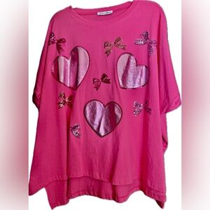 💗 Valentine’s Day Over-Sized, Shiny and Sparkly Pink Heart and Bow Top💗